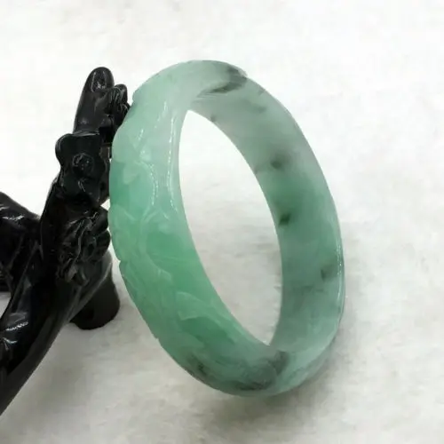 

free shipping 698 Certified Natural Green Jadeite Jade Bangle Bracelet Handmade