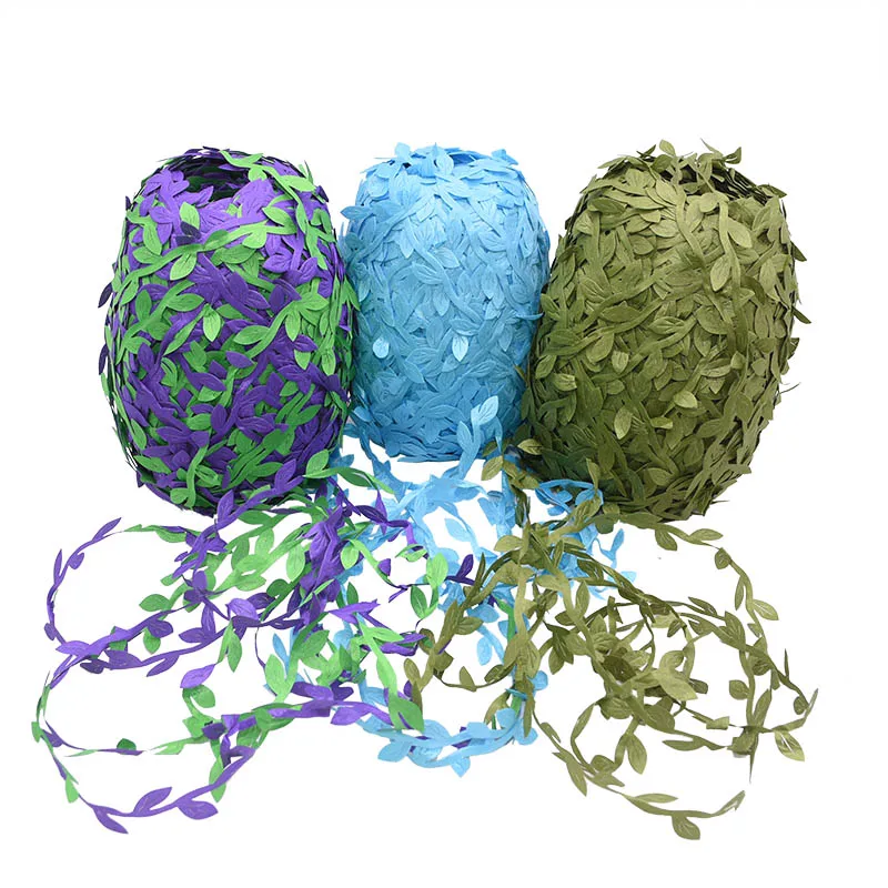 20 метров домашний декор шелковые искусственные цветы природа зеленый искусственные листья из ротанга Свадебные украшения листва Скрапбукинг Ремесло венок