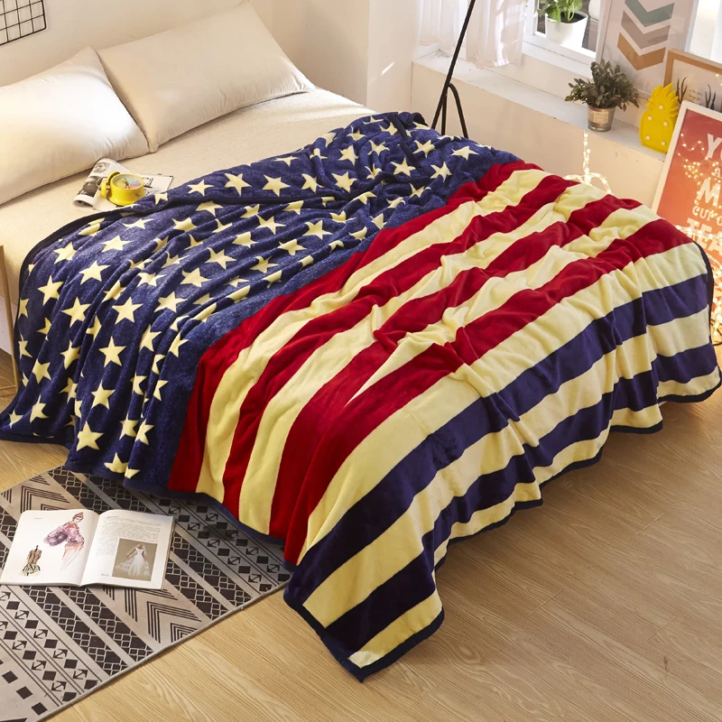 

Star Thickened quality plush bedspread blanket 200x230cm High Density Super Soft Flannel Blanket for the sofa/Bed/Ca