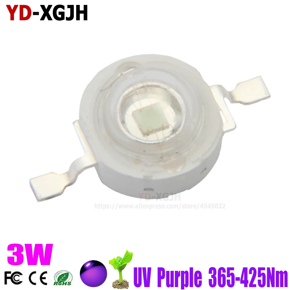 3W High Power UV Ultraviolet 365nm 375 395nm 400nm 410nm 420nm LED Lamp Bulb 