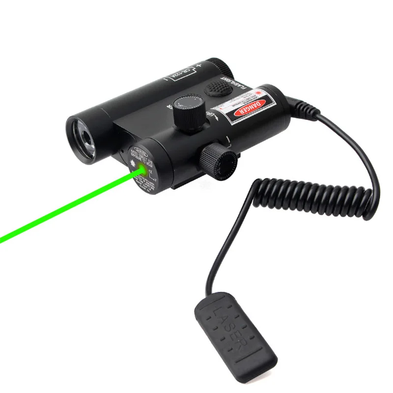 Green outside new led strong light flashlight and red and green outside laser integrated sight are suitable for 20mm track installation - Цвет: Green outside