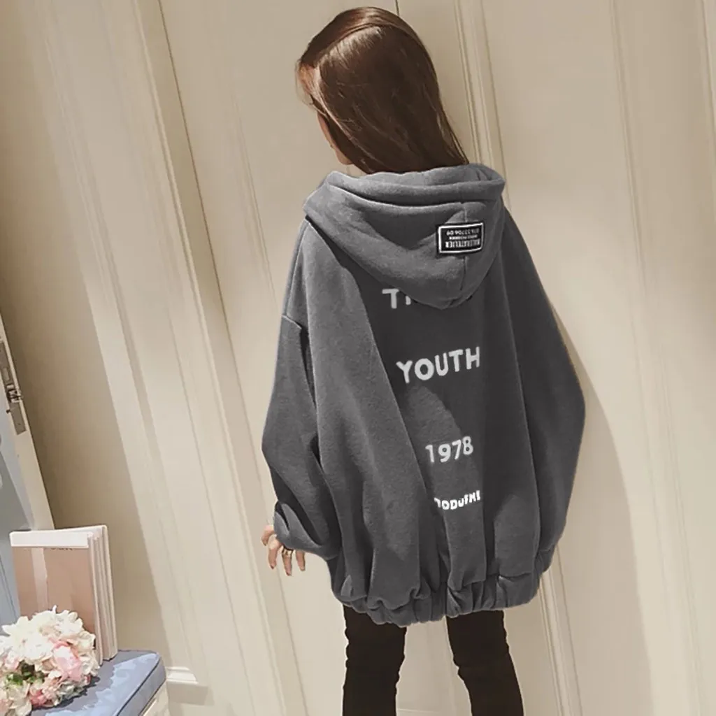 

Women Sweatshirt Letter Printing Hoodie Korean Long Sleeve Ladies Loose Thickening Plus Size Oversized Hoodie polerones mujer