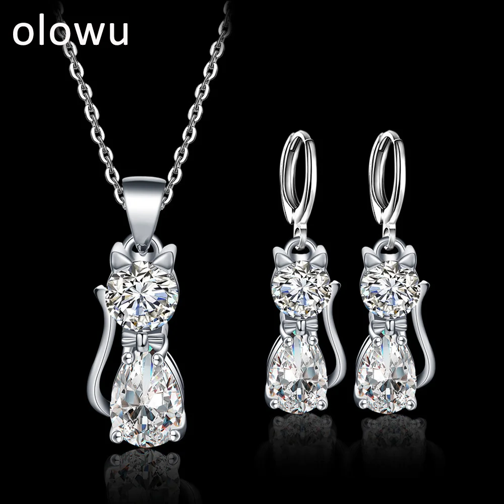 Olowu новая подвеска для девочки ожерелье серьги ювелирный набор кубического