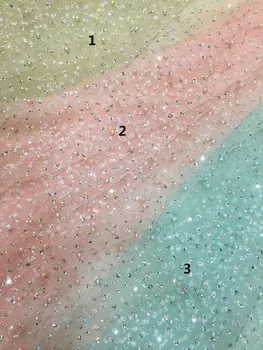 

New design glued glitter sequins lace fabric Jolin-7201 African French net tulle Lace Fabric for wedding party dress