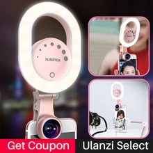 Ulanzi 2 в 1 смартфон кольцо селфи Light & Широкий формат и макро телефон Объективы для фотоаппаратов затемнения повышения ночь Заполните свет для iphone x 8