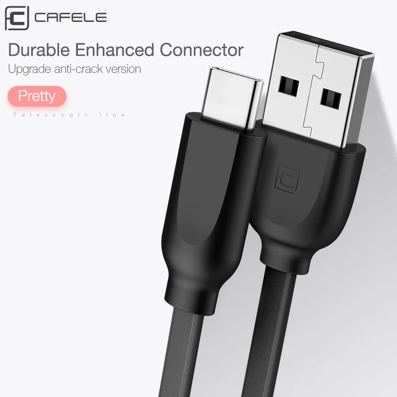 Cafele USB C кабель для Xiao mi 8 mi A1 A2 usb type C кабель для huawei P20 P10 mate 10 type-C кабель 100 см