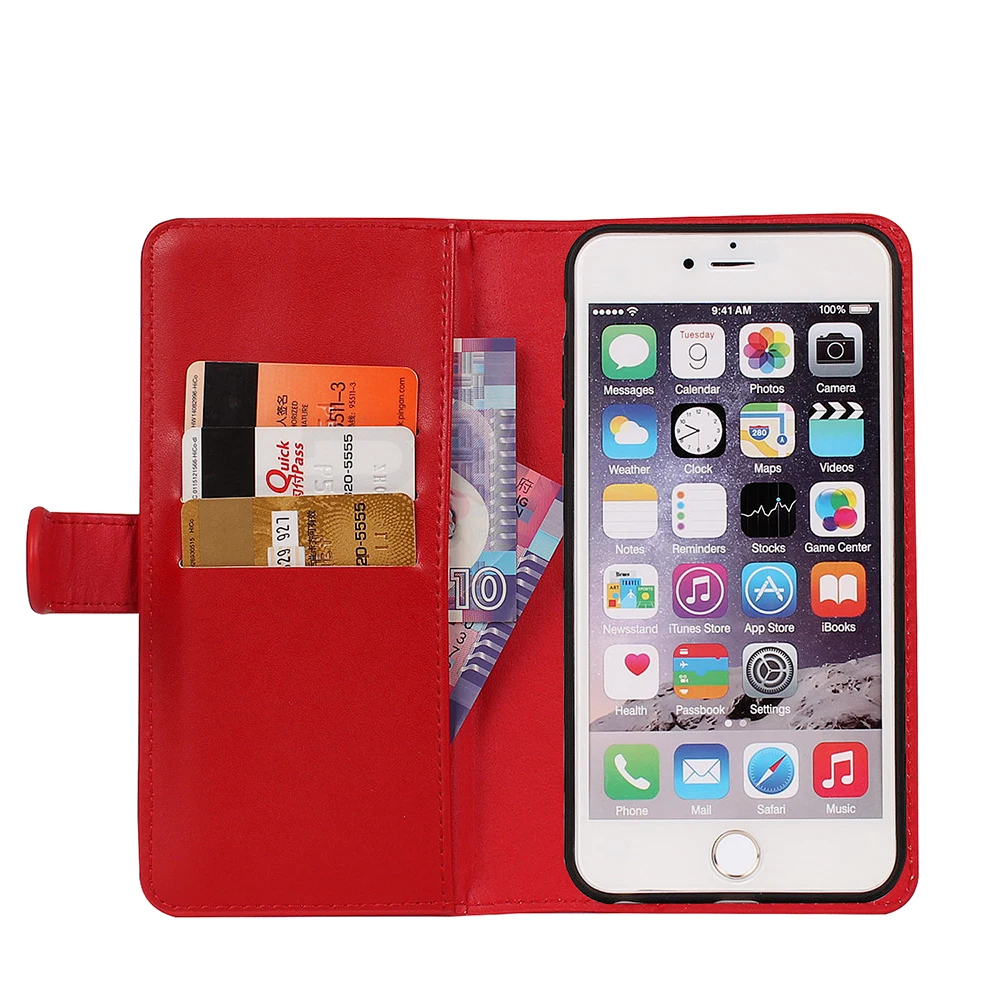 Zinkgel для iPhone 6 6 S Plus чехол роскошный Съемный магнитный кожаный+ Мягкий силиконовый чехол кошелек ударопрочный чехол для телефона