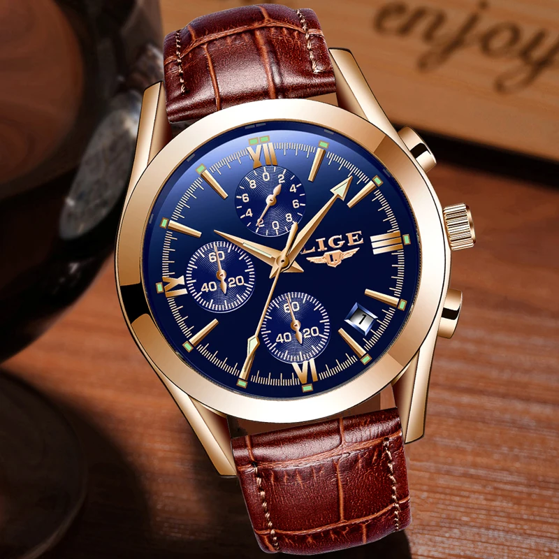 

LIGE Watch Men Sport Quartz Fashion Leather Clock Mens Watches Top Brand Luxury Waterproof Business Watch Relogio Masculino+Box