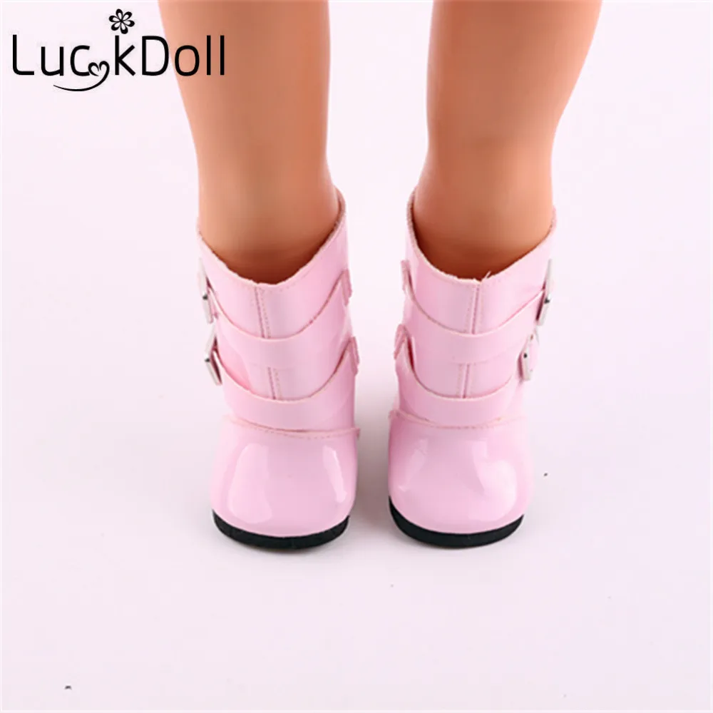 LUCKDOLL 7 пар сплошной цвет дождь BootsFit 18 дюймов Американский 43 см Кукла Одежда Аксессуары для девочек поколение подарок на день рождения