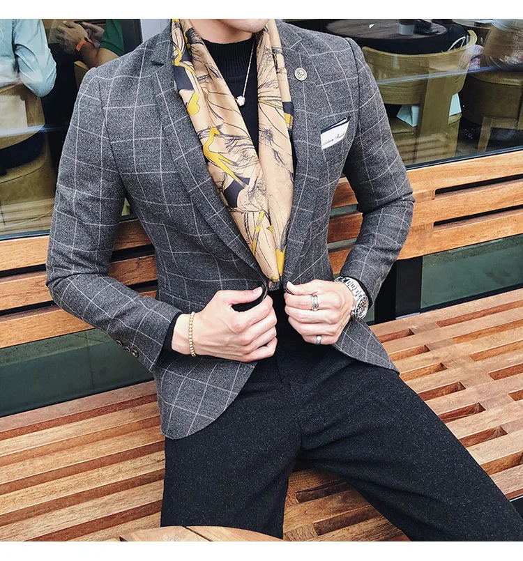 Autumn And Winter, The New British Little Suit, Male Korean Edition, Body Repair, Western Style Coat, Men's Fashion Trend
