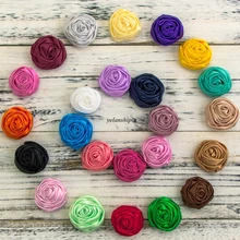 10pcs/lot 5cm 20colors Hair Clips Handmade Rolled Soft Satin Rose Flowers Artifcial Solid DIY Fabric For Headband