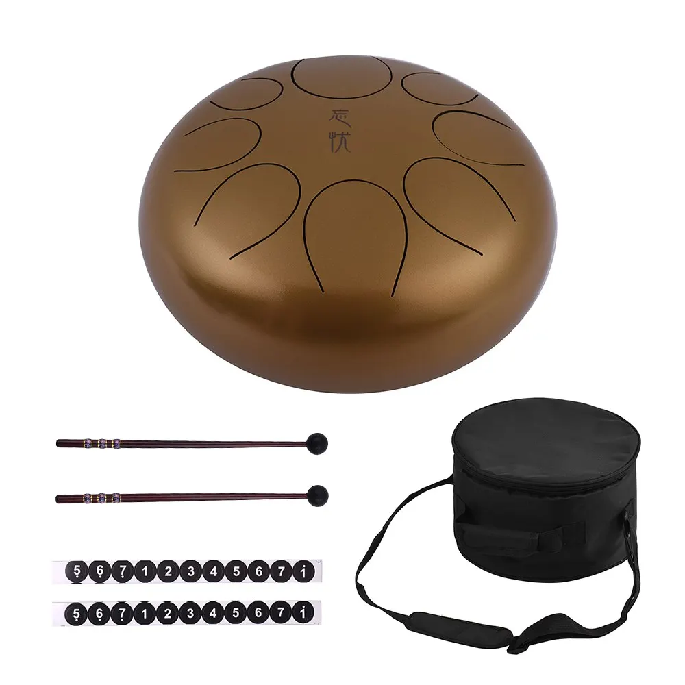 10 дюймов стальной язык барабан ручной барабан ударный инструмент с барабанными молотками сумка для переноски Примечание палочки