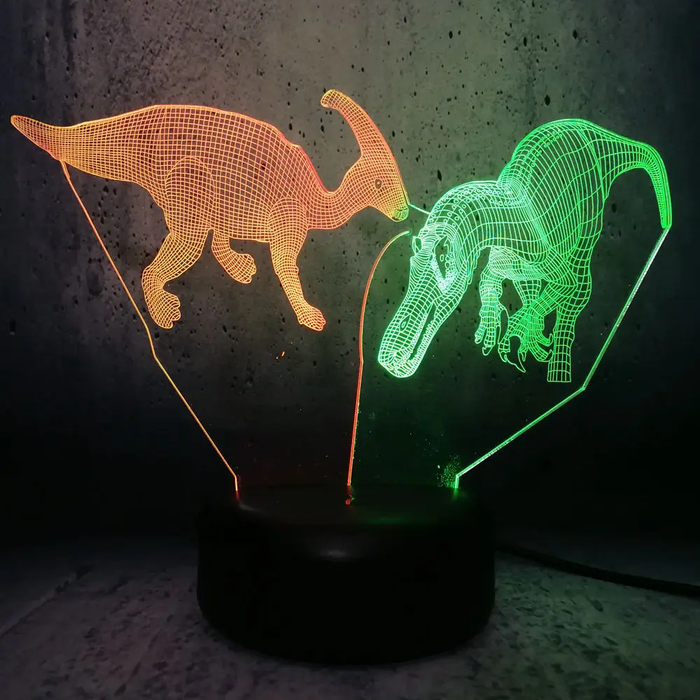 Смешанная двухцветная лампа Парк Юрского периода динозавр 3D светодиодный
