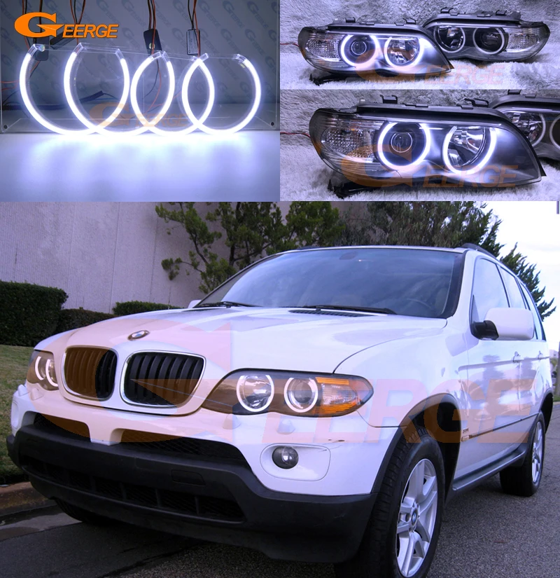  For BMW X5 E53 2004 2005 2006 Excellent Ultra bright illumination COB led angel eyes kit halo rings - 32846642482