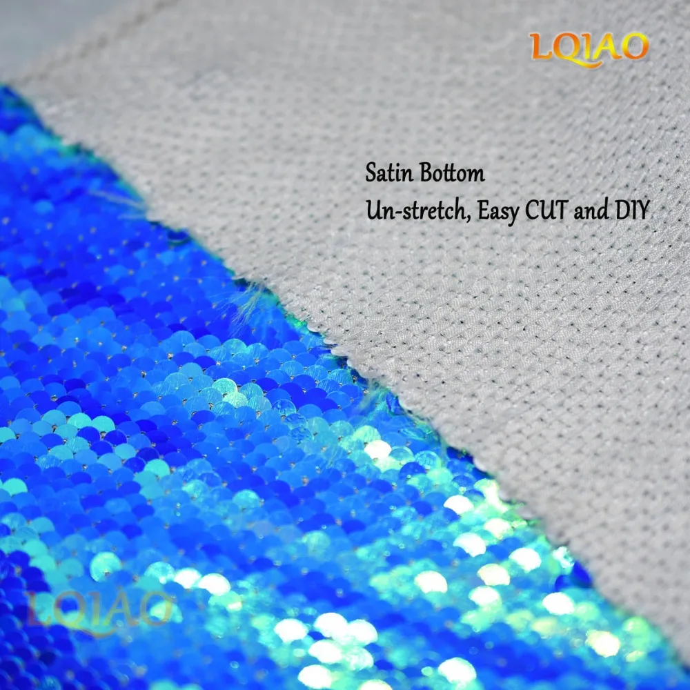 Neon Blue White Reversible Sequin Fabric 11