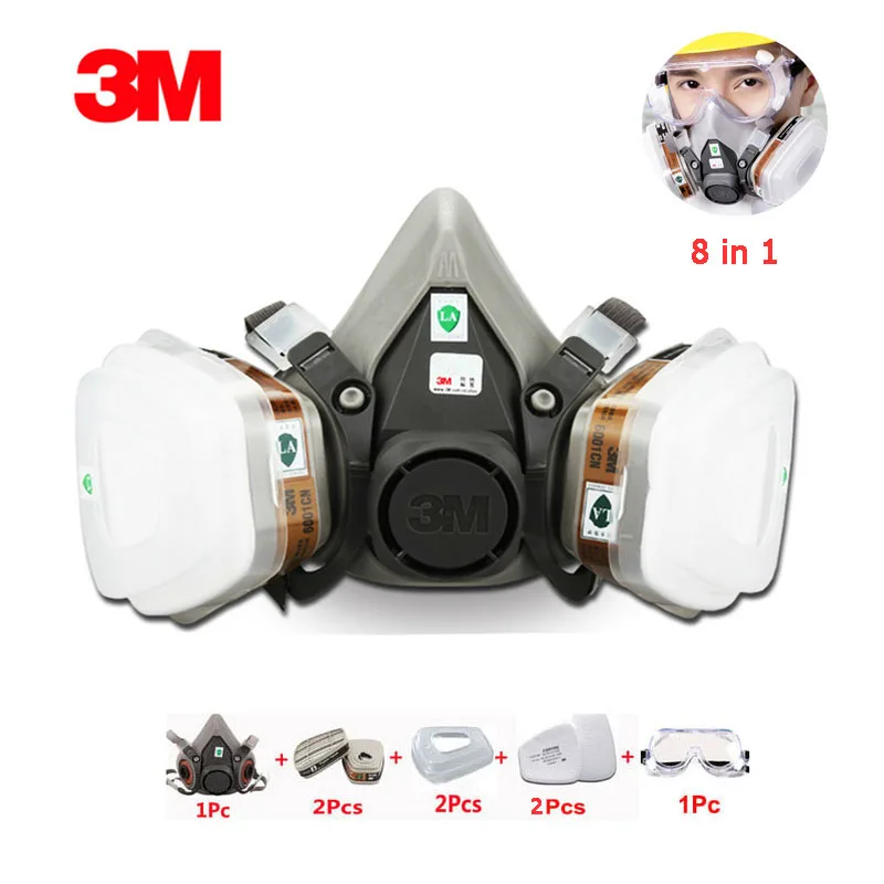 

3M 6200 gas mask respirator 8 in 1 suit protective organic gas industrial spray paint protection with PC glasses protective mask