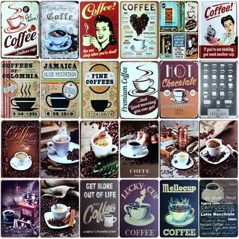 

[SQ-DGLZ] New Coffee Metal Sign Store Bar Wall Decoration Tin Sign Vintage Metal Signs Home Decor Painting Plaques Art Poster