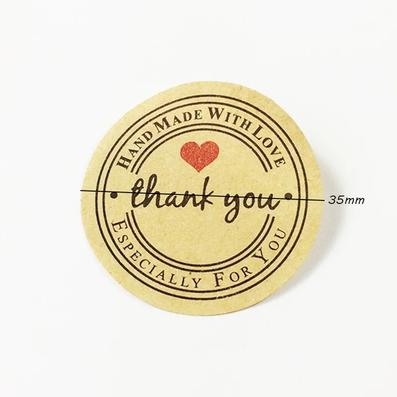Круглые ярлыки из крафт бумаги с надписью Thank you наклейки для изделий ручной
