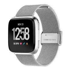 Для Fitbit Versa серебро Milanese Loop замена ремешок спортивный браслет ссылка металлической пряжкой Нержавеющая сталь Ремешок Браслет