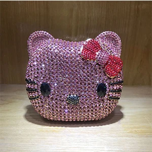 XIYUAN hello kitty сцепления Вечерняя сумочка; BS010 цепи Сумочка Для женщин вечерние свадебные С кристалалми и стразами банкетный мешок Ежедневные клатчи кошелек - Цвет: color same as pictur