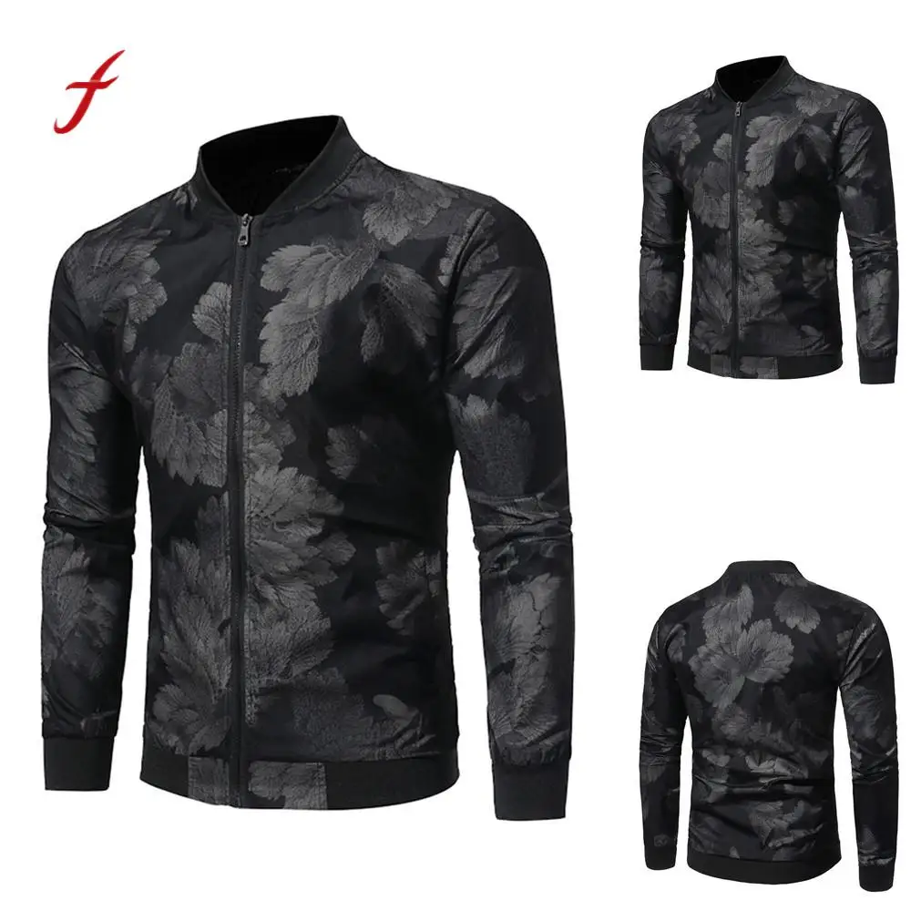 feitong Fashion Men's Autumn Winter Jackets Print Zipper Jackets Long Sleeve Coat Top Male Clothing jaqueta masculina