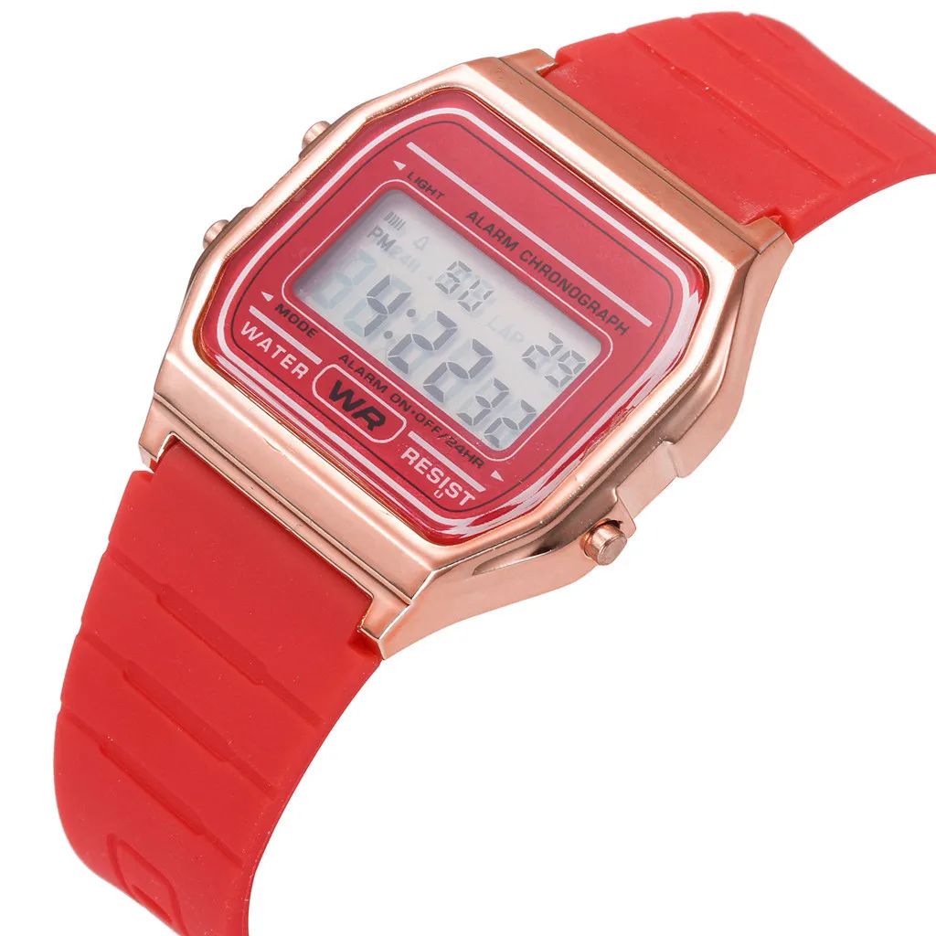 New Fashion gold silver Silicone Couple Watch digital watch square military men women dress sports watches watch A4