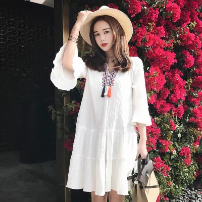 Дешево A33 2018 Новая мода версия Национальный стиль стиль для беременных женская летняя обувь Куртки прилив платье для матери