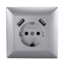 Новинка, двойная USB розетка, 5 В, 2 А,, серебряная розетка, блок питания, настенное крепление, зарядное устройство, адаптер, док-станция VS-19