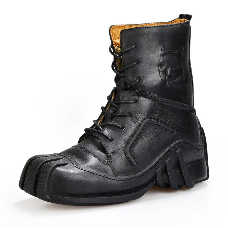 Motorcycle Boots Genuine Cow Leather Motorcycle Racing Boots Street Moto Chopper Cruiser Touring Motorbike Riding Boots - Цвет: 2890-01-Black