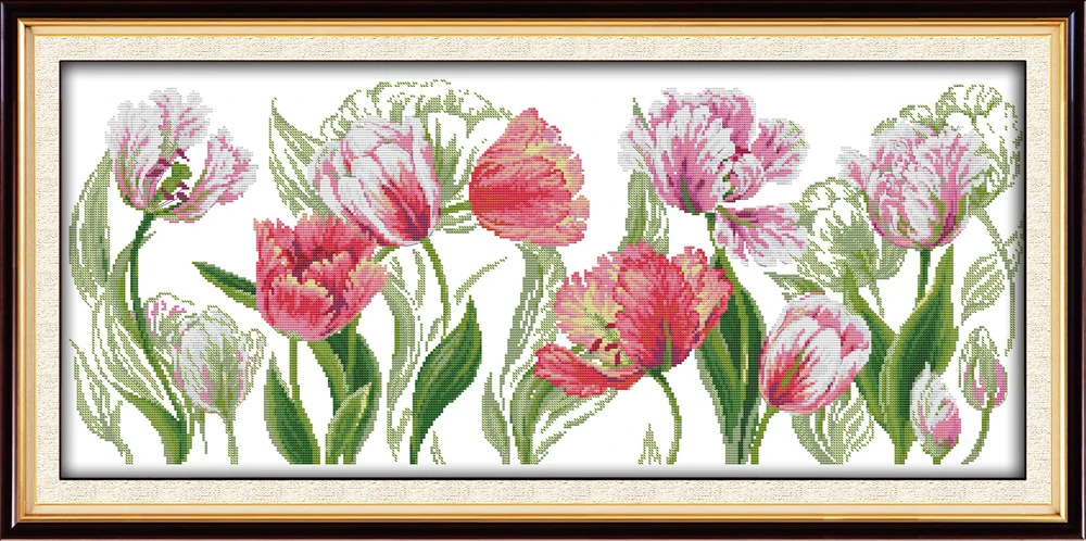 original textile art card Spring Tulip