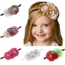 Yundfly Vintage Girls Elastic Rose Flower Headband Kids Hairband Chiffon Ribbon Flower Headwear Children Hair Accessories Yundfly Vintage Girls Elastic Rose Flower Headband Kids Hairband Chiffon Ribbon Flower Headwear Children Hair Accessories