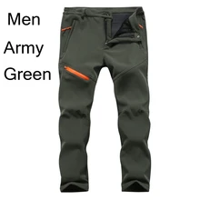 Новые зимние осенние толстые флисовые теплые штаны для мужчин армейский зеленый водонепроницаемый Акула кожи быстросохнущие повседневные софтшелл брюки