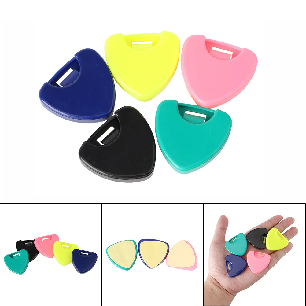 Portable 5pcs Colorful Guitar Pick Holder Adhesive back Triangle Heart
