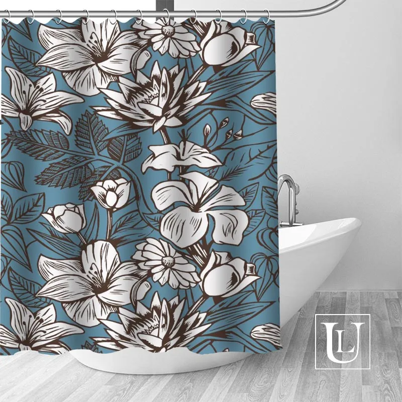 

Custom flowers pattern shower curtain new large European & American style print edition polyester shower curtain