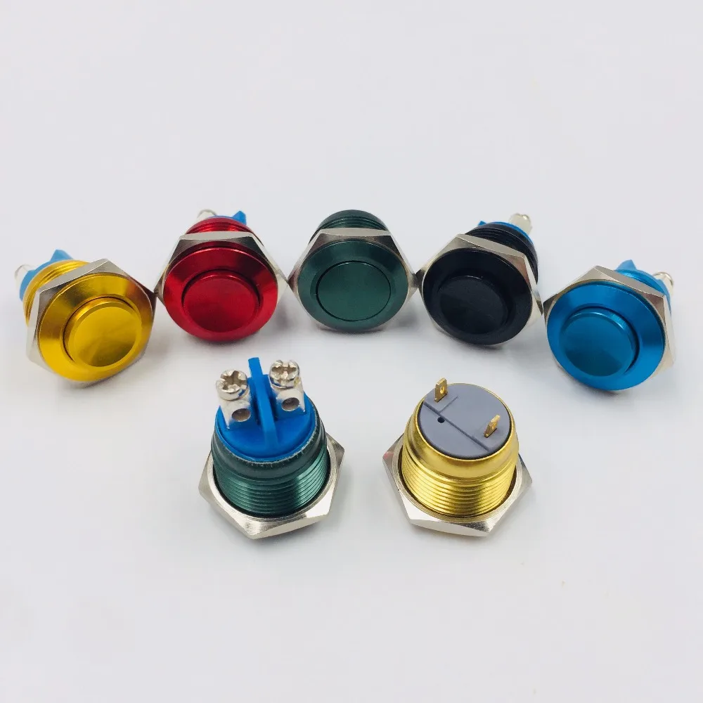 

16mm Oxidation Color Screw Pin Solder Feet High Head Waterproof Metal Push Button Switch Momentary Reset Car PC Computer Power