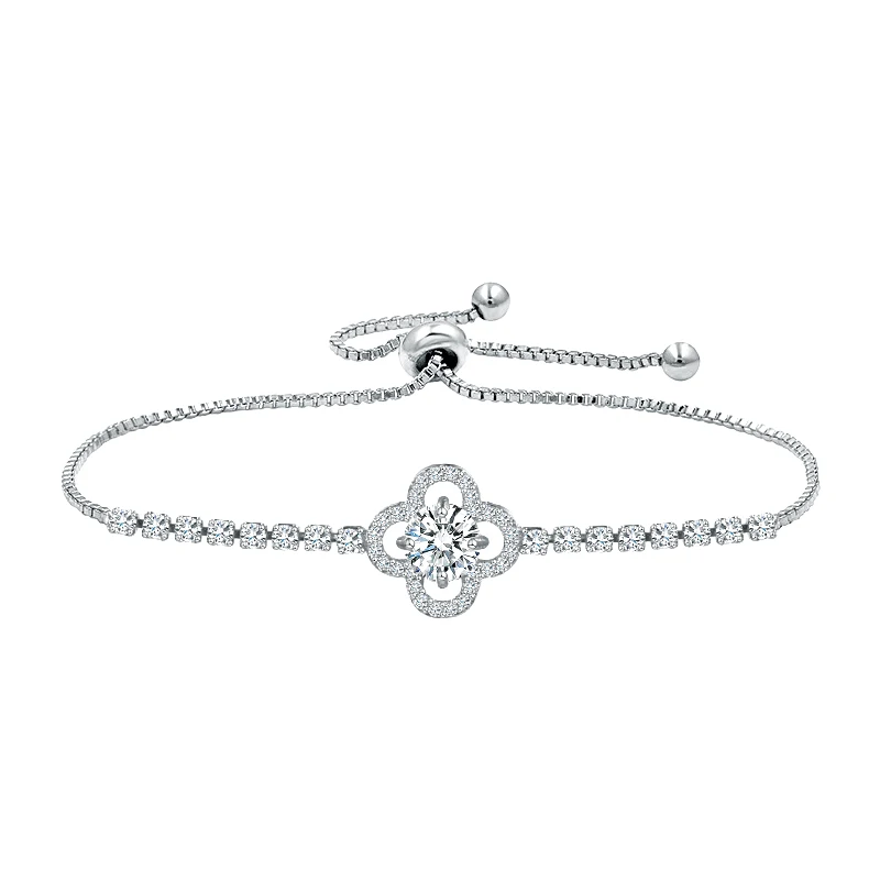 Baiduqiandu сверкающий цветок кубического циркония Фианит, циркон, Кристалл Регулируемые браслеты для Для женщин в розовое золото/серебро Цвета