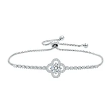 Baiduqiandu сверкающий цветок кубического циркония Фианит, циркон, Кристалл Регулируемые браслеты для Для женщин в розовое золото/серебро Цвета