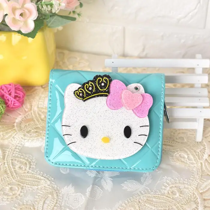 Милые кошельки с героями мультфильмов hello kitty от известного бренда, женские кожаные кошельки с волшебным зеркалом для девушек, клатчи, дамские вечерние кошельки - Цвет: 4