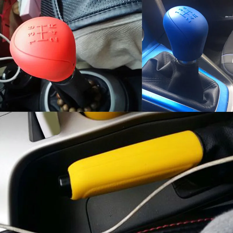 

2 Pcs Universal Car Hand Brake Cover Gear Head Shift Knob Protector Cover