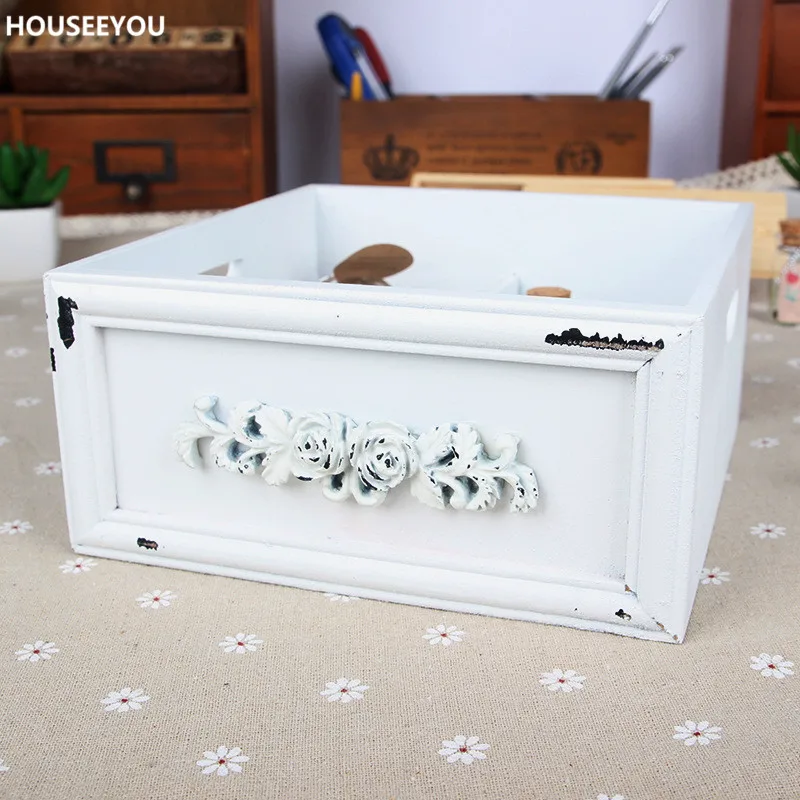 White Storage Boxes Bins Makeup Organizer Wooden Box Zakka Vintage Handmade Carved Flower Decorative Home Storage Supplies White Storage Box Storage Boxwooden Box Aliexpress