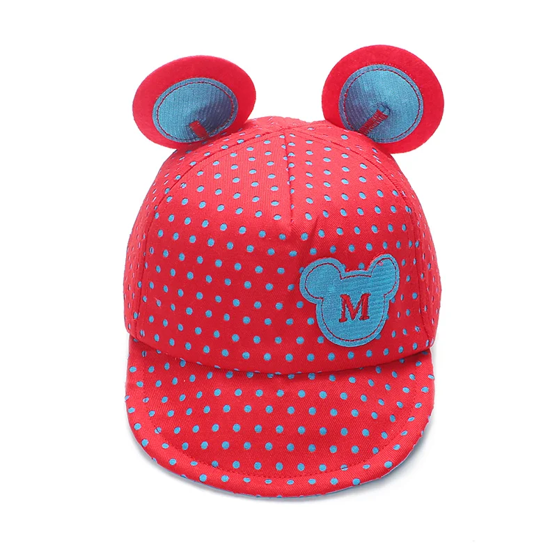 New Baby Caps Mouse Cotton Girls Boys Cap M Baseball Sun Hat With Ear Spring Summer Baby Hats For Boy Girl 2017 Baby Accessories (1)