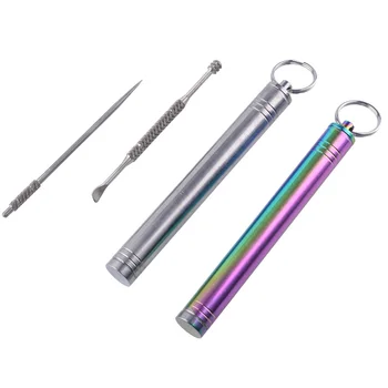 

Titanium Pocket Waterproof Toothpick Holder Keychain Box Modern Groove Outdoor Tool Traveling Kit