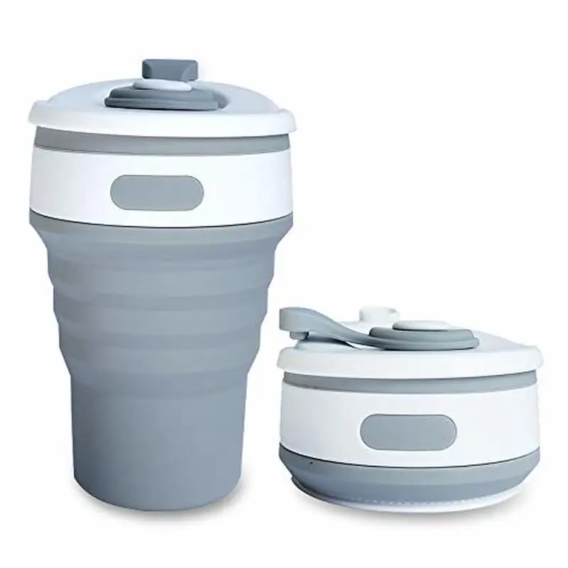 

Squeeze Bottle Folding Silicone Portable Silicone Telescopic Drinking Collapsible coffee cup folding silica cup with Lids Travel