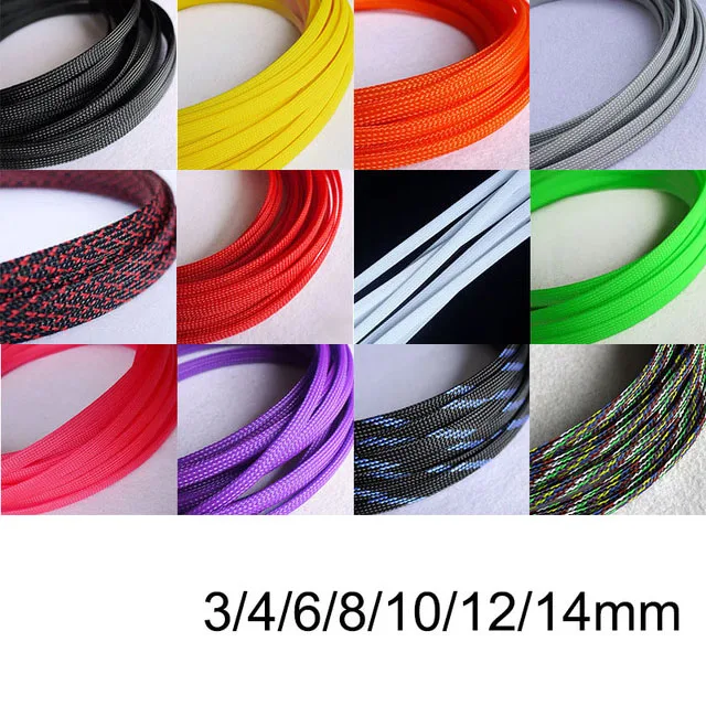 10M-3-4-6-8-10-12mm-Protection-PET-Nylon-Cable-Sleeves-wire-Braided-Cable-Sleeve