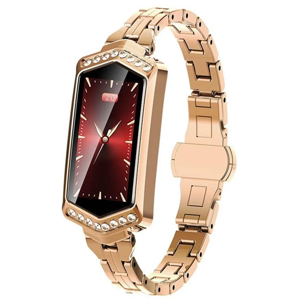 696 B78 Смарт-часы для женщин IP67 водонепроницаемый монитор сердечного ритма металлический ремешок фитнес-браслет для Android IOS телефон подарок для жены - Цвет: gold