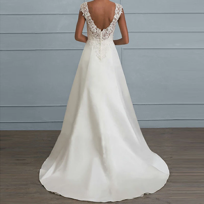 

Gown Sleeveless V-neck Prom Sexy Womens Lace Ladies Plus size Dress Solid color Casual Summer Cocktail Wedding