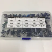 15values 150pcs 16V 25V 35V 50V 1uF to 470uF mix Electrolytic capacitor kit with a free