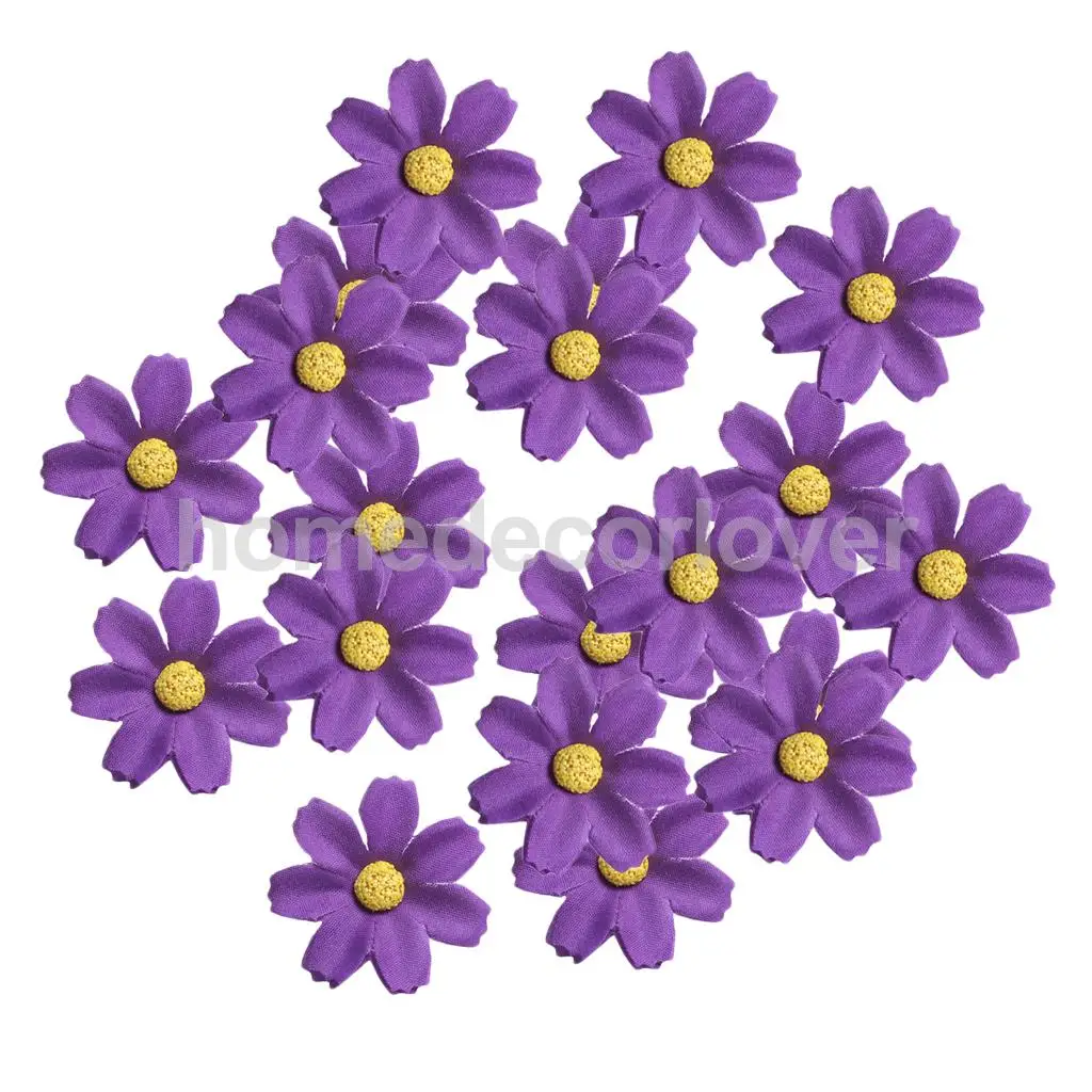 50pcs 4cm Silk Flower Daisies Flower Heads for Wedding/Car/Spring/Home/Garden Decoration Wreath DIY Floral Arts and Crafts