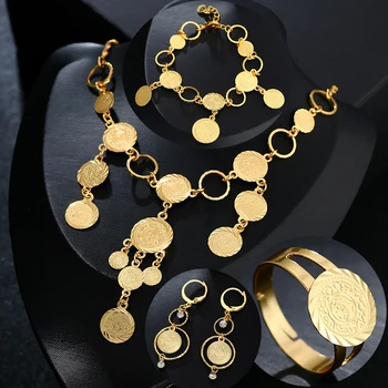 

SONYA Arab Coin Jewelry sets Gold Color Necklace Bracelet Ring Earrings Africa sets/Middle Eastern Coin Ornament Bijoux Jewelry