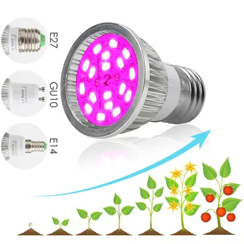 

LED Plant Growing Lamps Light E27 E14 GU10 6W 18-LED Plant Grow Light Bulb Hydroponic Veg Flower Full Spectrum AC 85V-265V